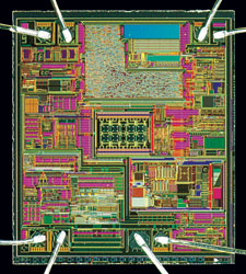 Figure 4. ASIC die showing eight Hall cells in the centre.